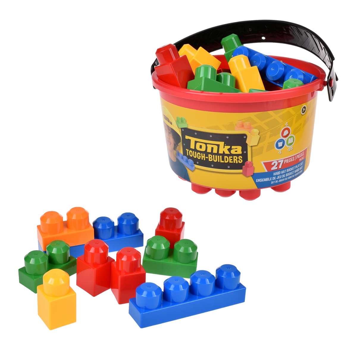 SET DE BLOQUES TONKA 25 PIEZAS EN BALDE CON CASCO - 2