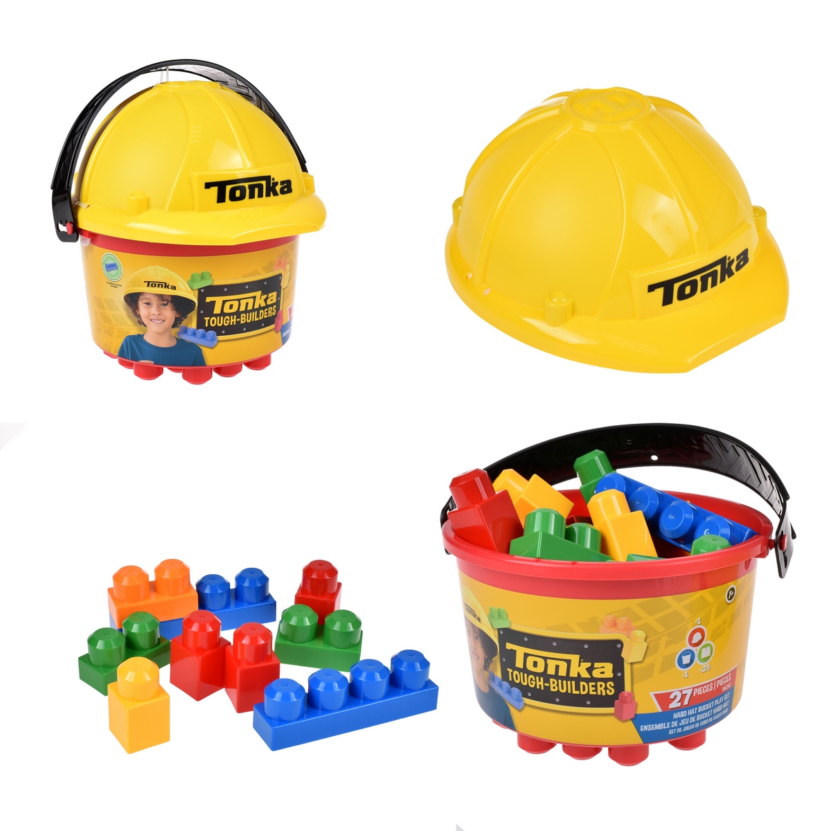 SET DE BLOQUES TONKA 25 PIEZAS EN BALDE CON CASCO - 3