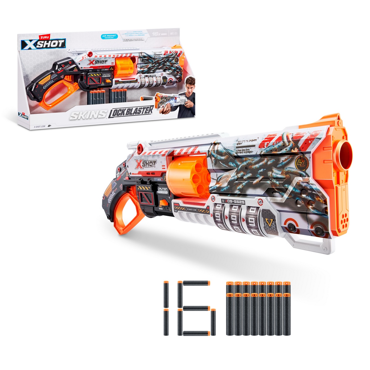 LANZADOR DE DARDOS X SHOT MENACE SKINS 16 DARDOS - 5
