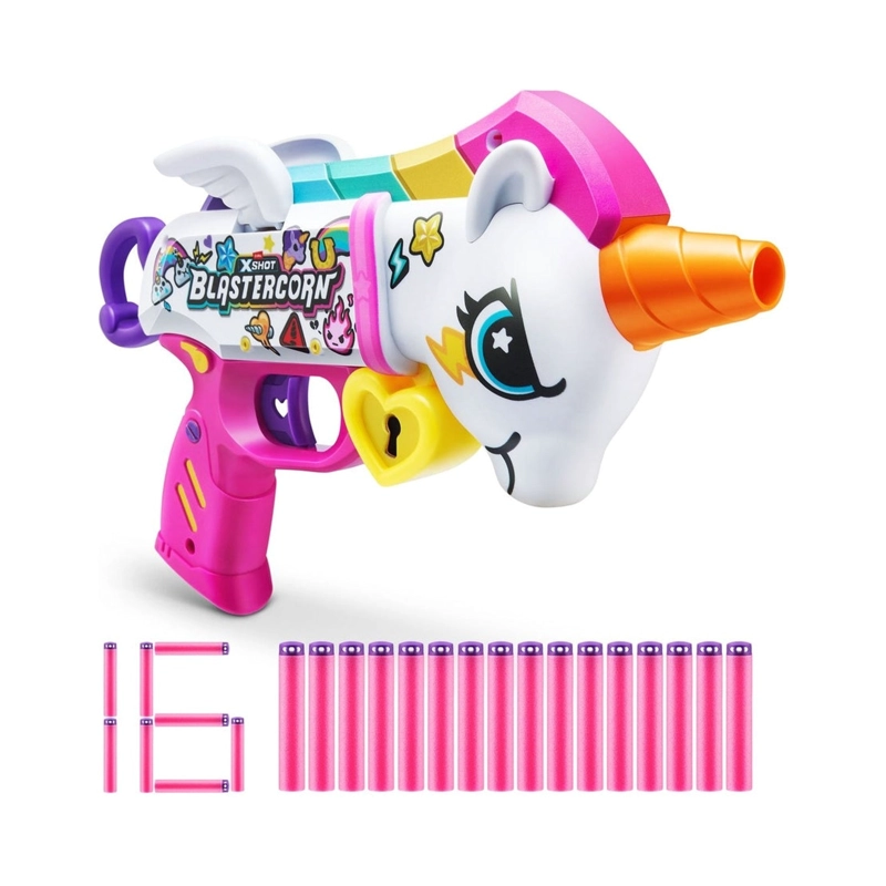 LANZA DARDOS X-SHOT UNICORNIO SKINS CON 16 DARDOS - 1