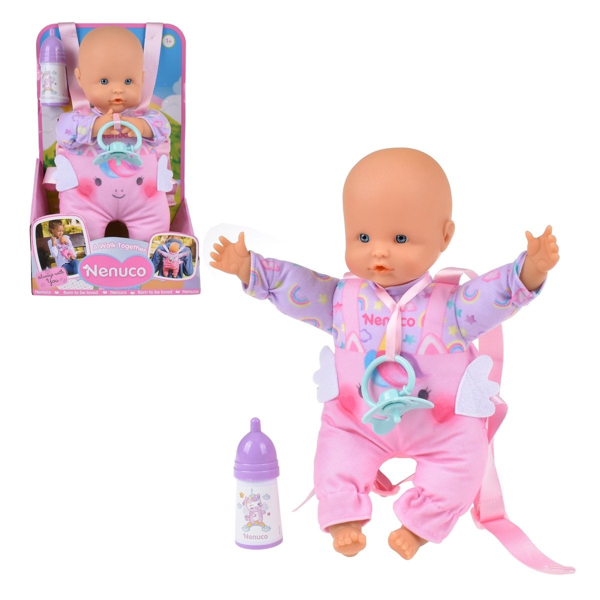 MUÑECA NENUCO CUERPO SUAVE PARA BEBE  CON PORTA BEBE - 1