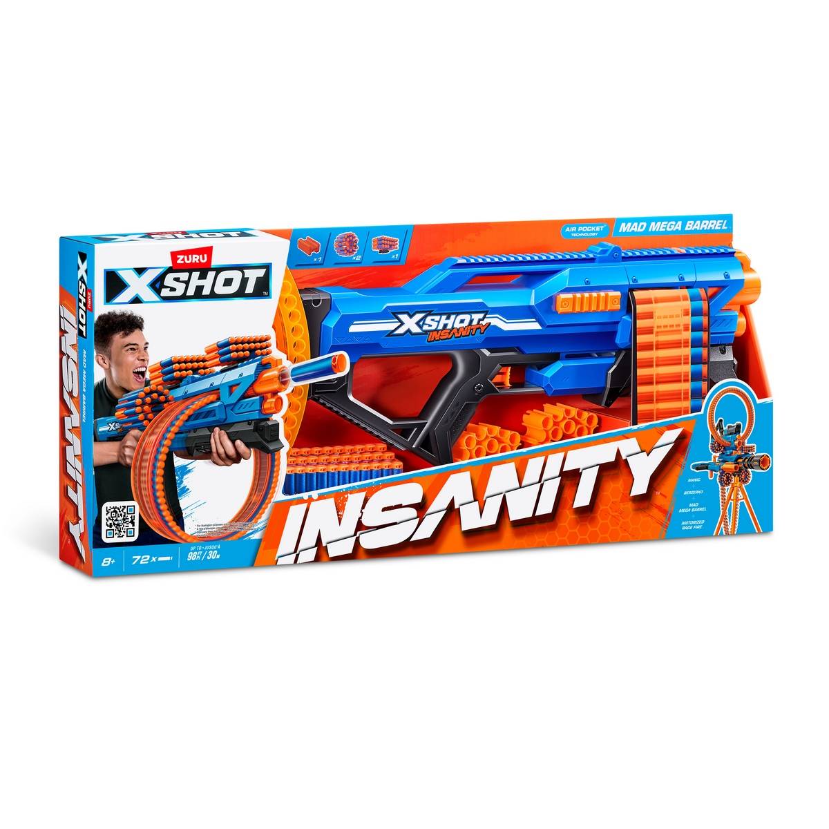 LANZA DARDOS X-SHOT INSANITY MAD MEGA BARREL CON 72 DARDOS - 4