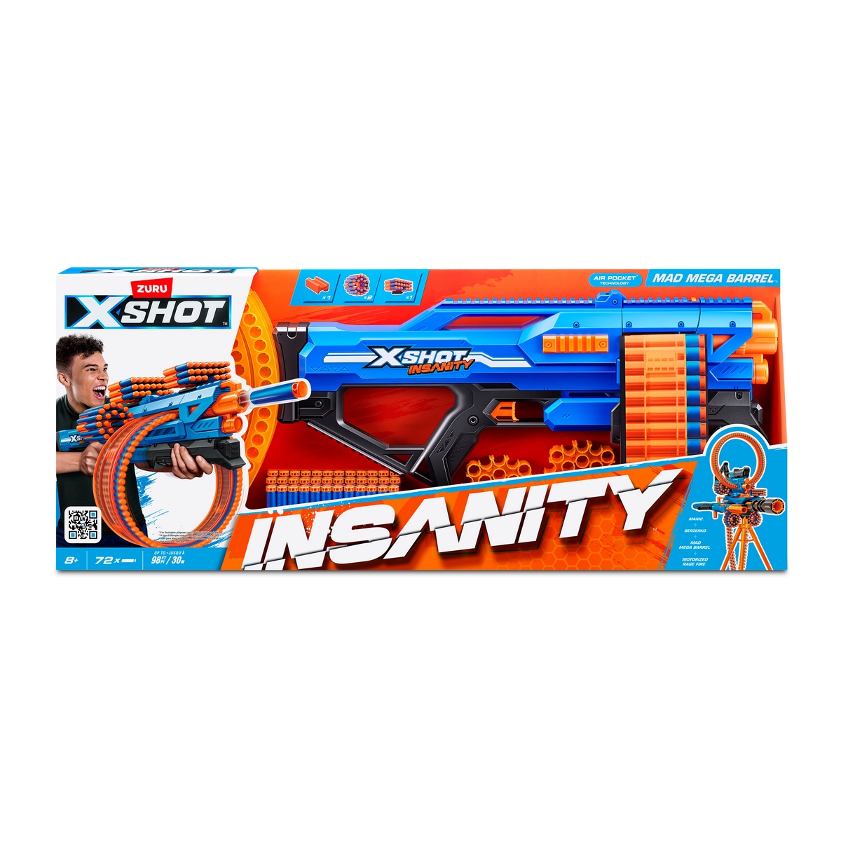 LANZA DARDOS X-SHOT INSANITY MAD MEGA BARREL CON 72 DARDOS - 9