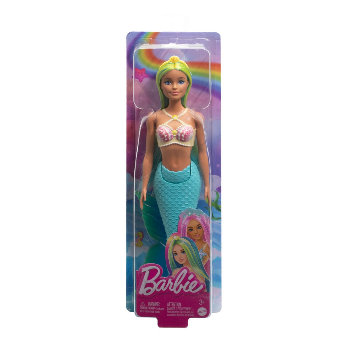 MUÑECA BARBIE SIRENA CABELLO DE COLORES CELESTE - 3