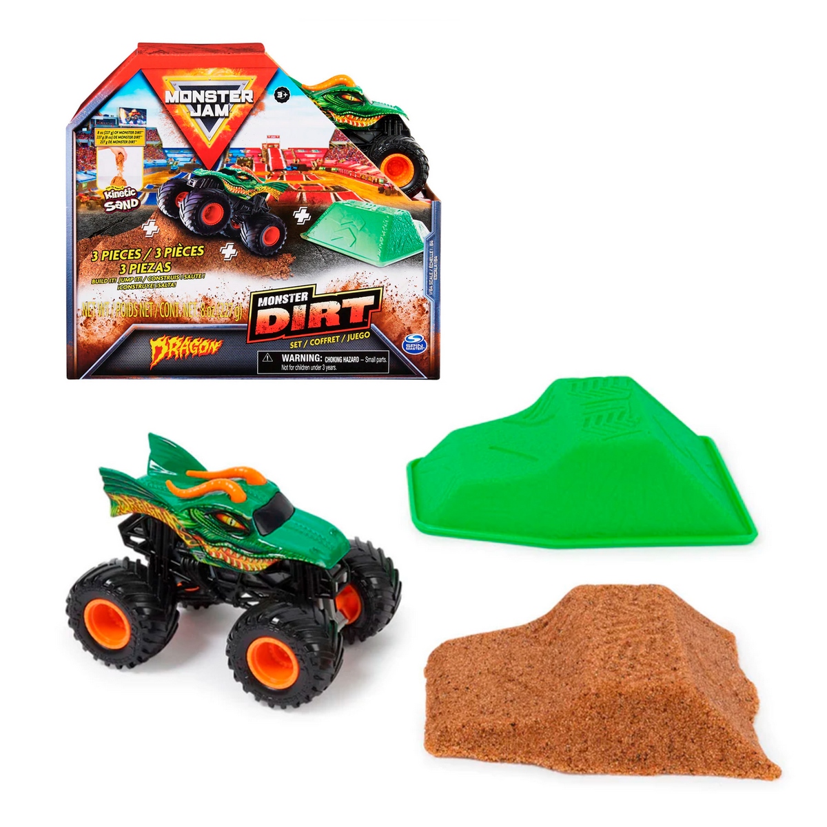 SET MONSTER JAM VEHÍCULO + KINETIC SAND - 1