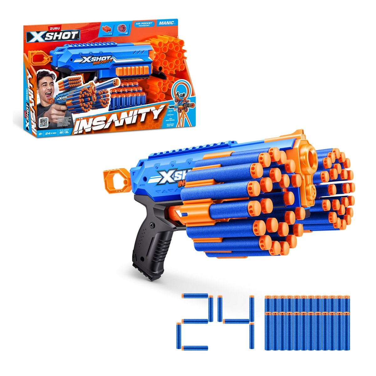 LANZA DARDOS X-SHOT INSANITY MANIC CON 24 DARDOS