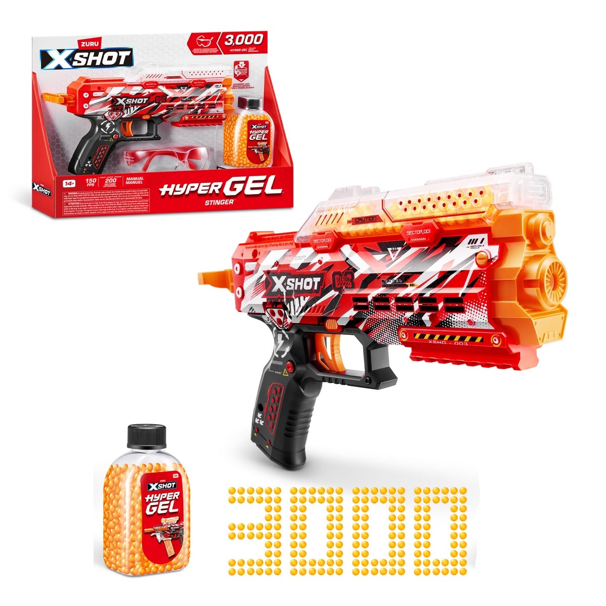 LANZADOR X-SHOT BOLITAS GEL PISTOL HYDROGEL CON 3000 BOLITAS - 1