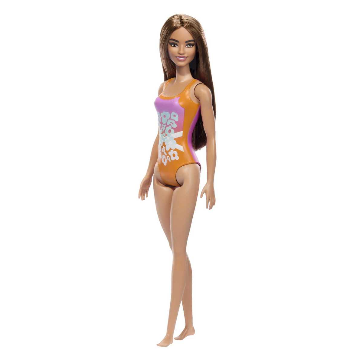 MUÑECA BARBIE PLAYA TRAJE DE BAÑO NARANJA FLORES TROPICALES - 3