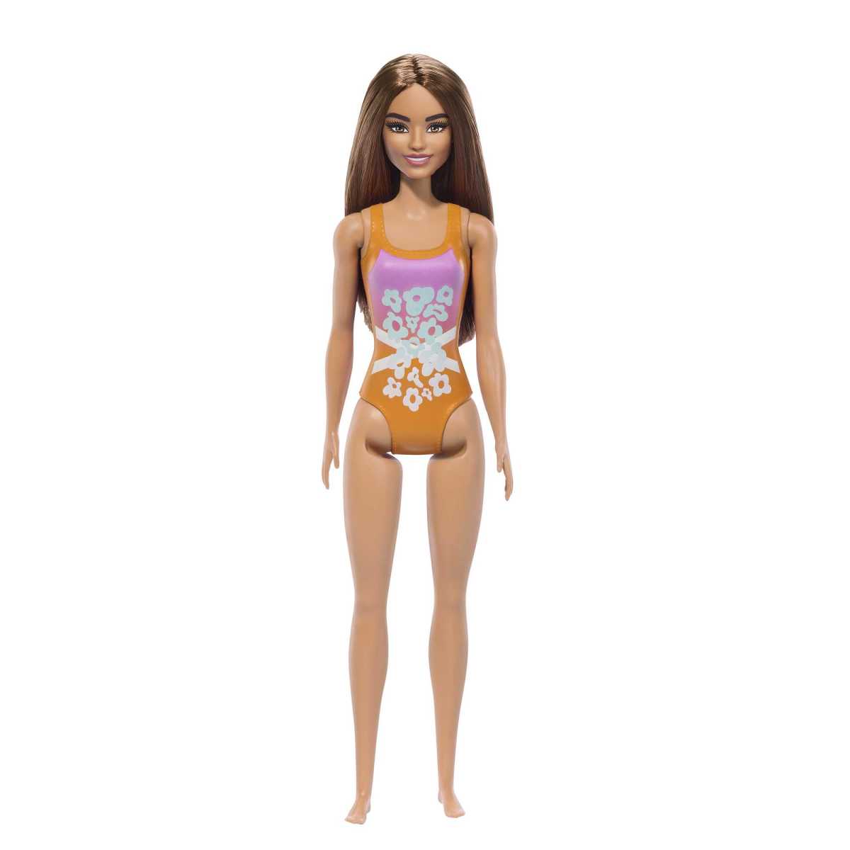 MUÑECA BARBIE PLAYA TRAJE DE BAÑO NARANJA FLORES TROPICALES - 4