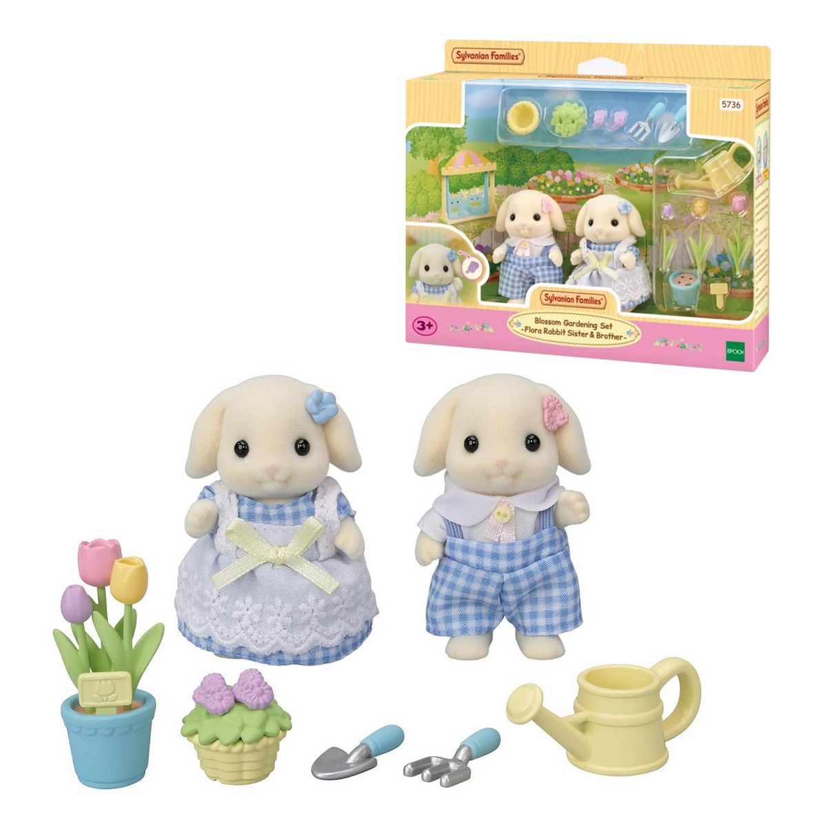FIGURAS SYLVANIAN FAMILIES HERMANOS CONEJOS JARDINERIA - 1