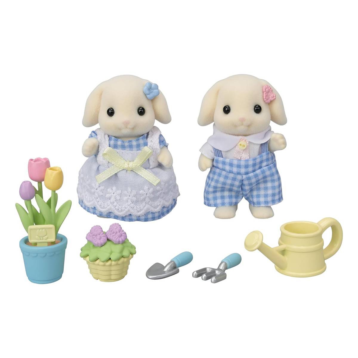 FIGURAS SYLVANIAN FAMILIES HERMANOS CONEJOS JARDINERIA - 2