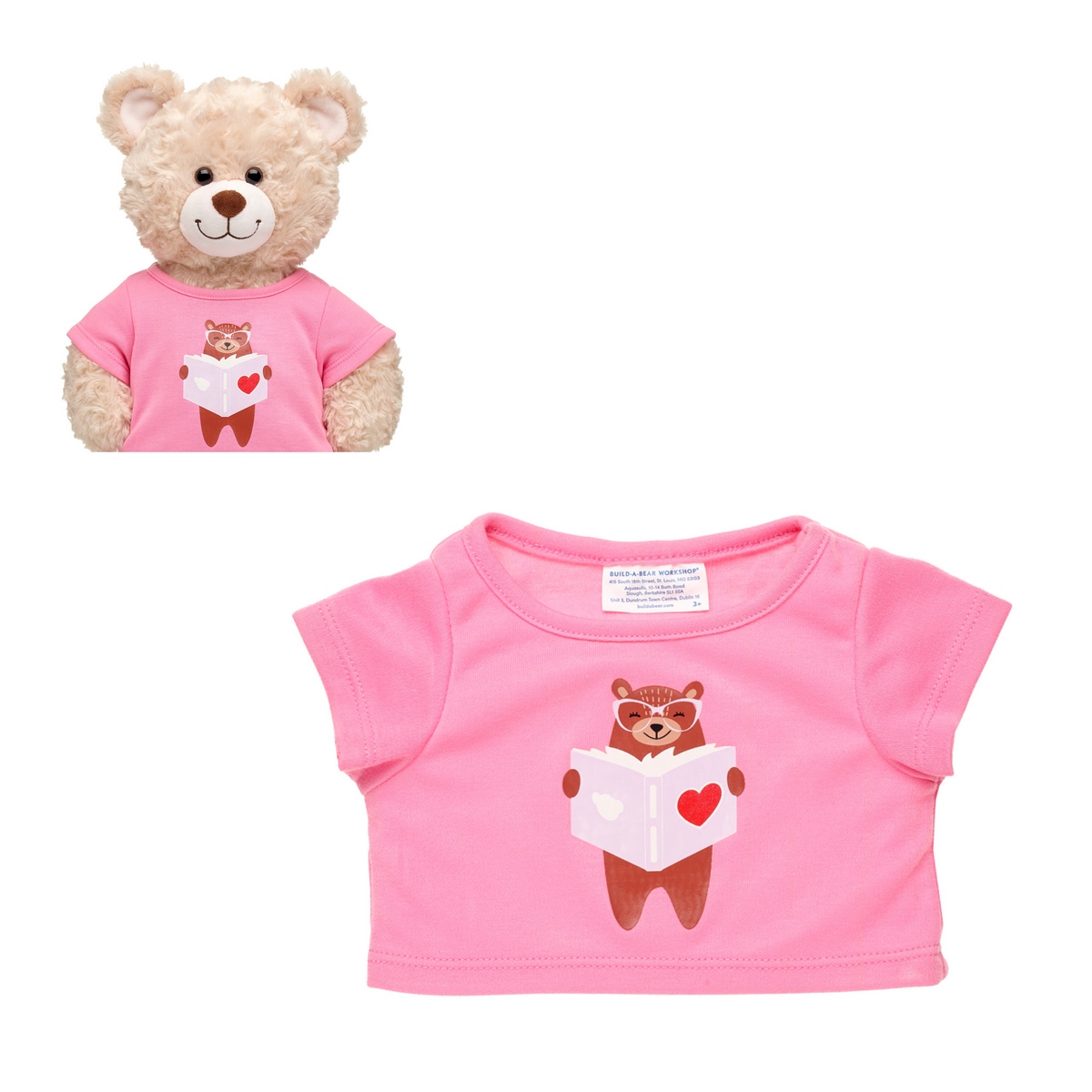POLERA BUILD A BEAR OSO LECTOR ALGODON SUAVE - 1