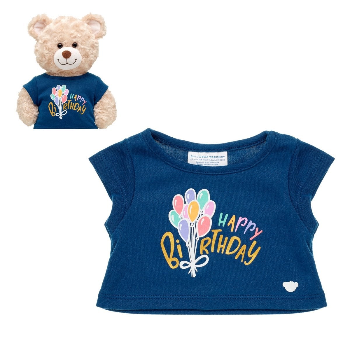 POLERA BUILD A BEAR CUMPLEAÑOS AZUL GLOBOS - 1