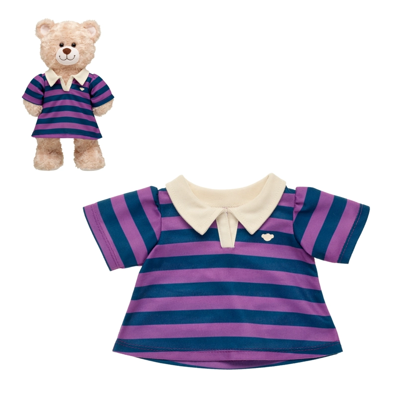 VESTIDO BUILD A BEAR CLASICO LINEAS AZUL Y MORADO - 1
