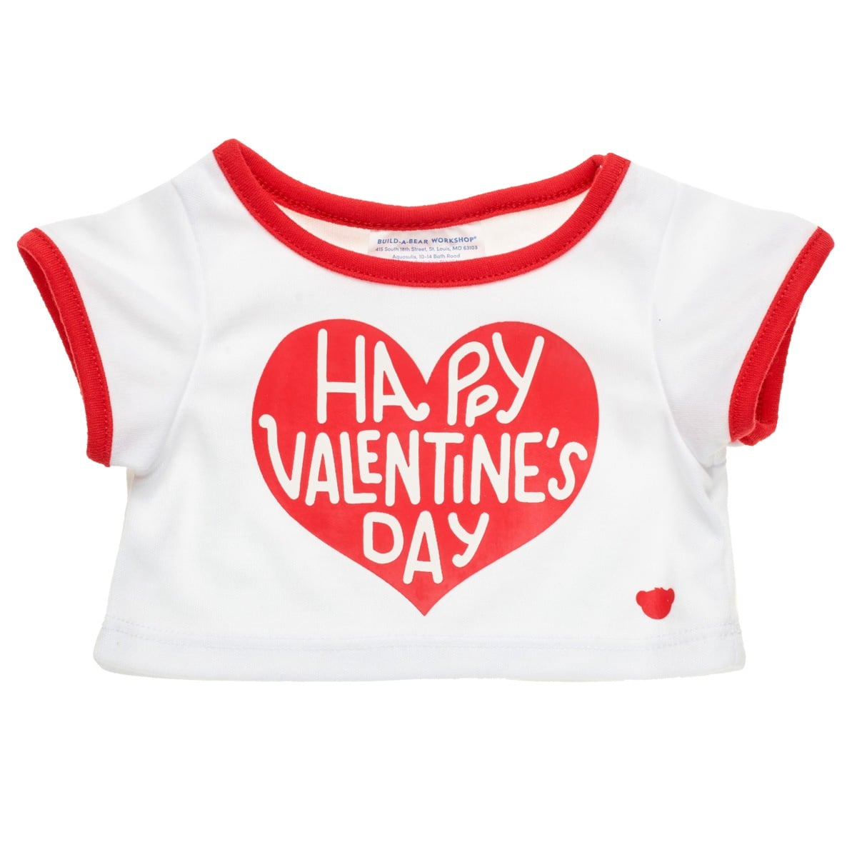 CAMISETA BUILD A BEAR CORAZON SAN VALENTIN ROJA Y BLANCA - 1