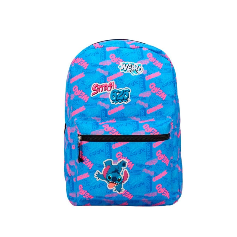 MOCHILA JUVENIL STITCH PARCHES - CELESTE - 1