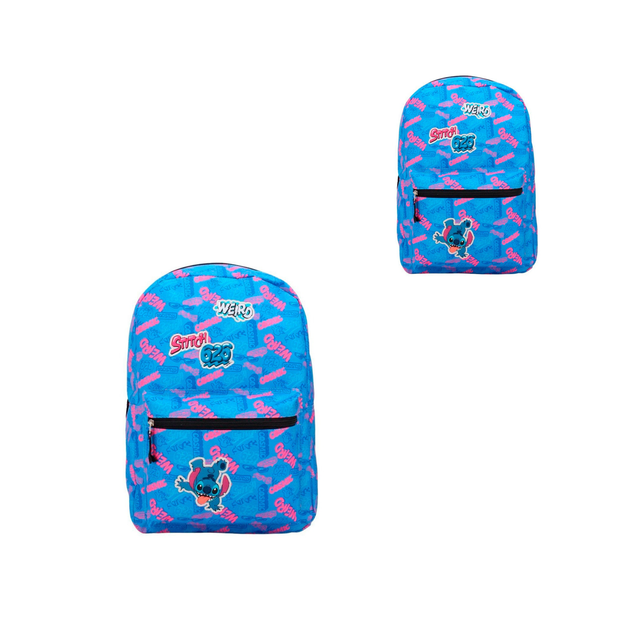 MOCHILA JUVENIL STITCH PARCHES - CELESTE - 2
