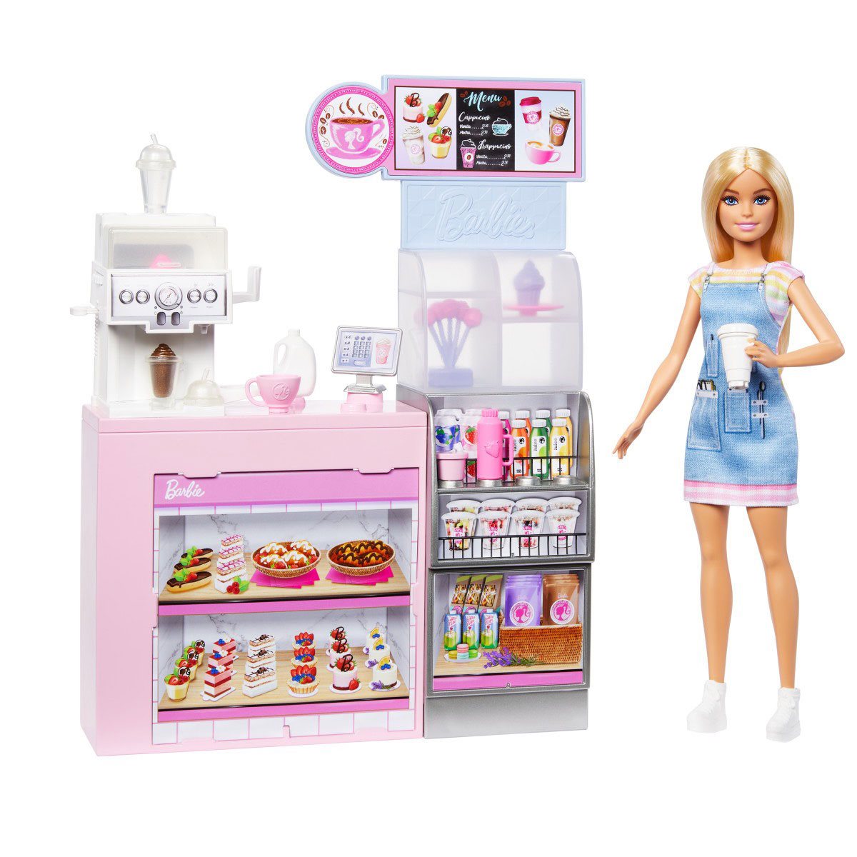 MUÑECA BARBIE SET DIVERSION EN LA CAFETERIA 12 PIEZAS - 1