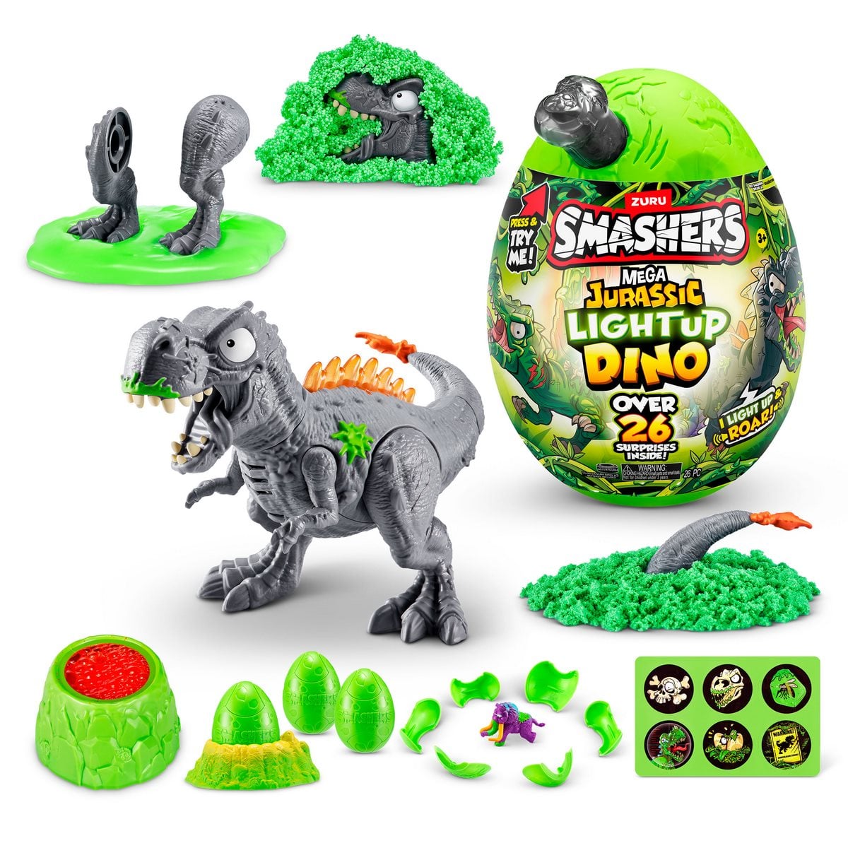 FIGURAS SMASHERS MEGA HUEVO COLECCION DINOSAURIOS LUMINOSOS - 2