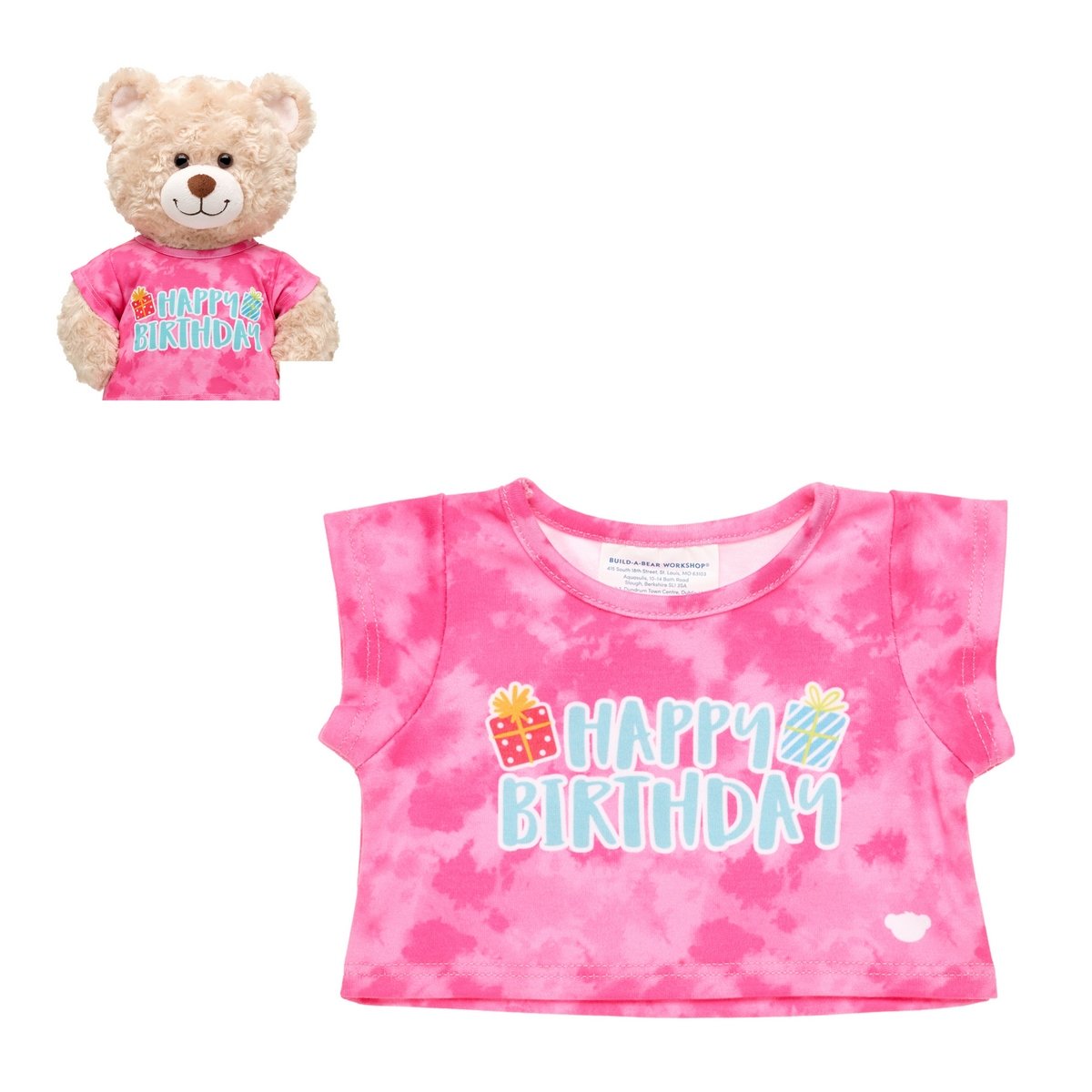 POLERA BUILD A BEAR CUMPLEAÑOS ROSA PARA PELUCHE - 1