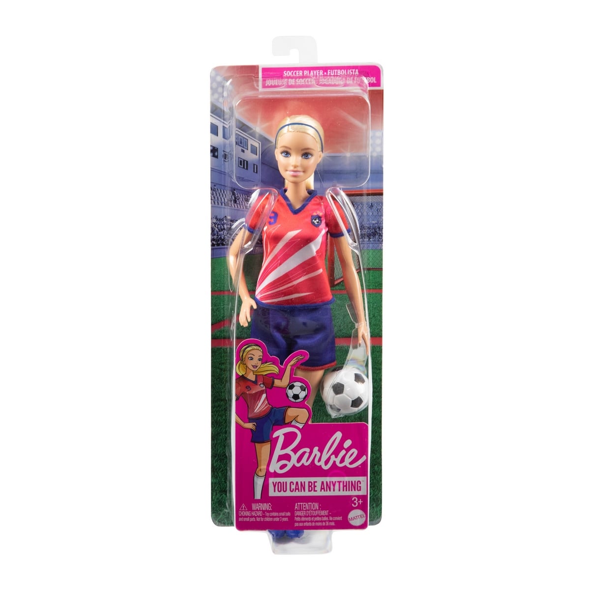 MUÑECA BARBIE JUGADORA DE FUTBOL UNIFORME ROJO - 3