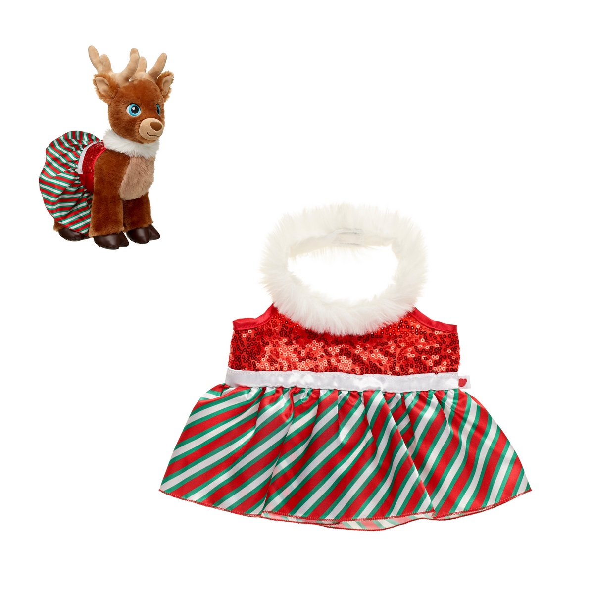 VESTIDO BUILD A BEAR COLECCION MERRY MISION VERDE ROJO - 1