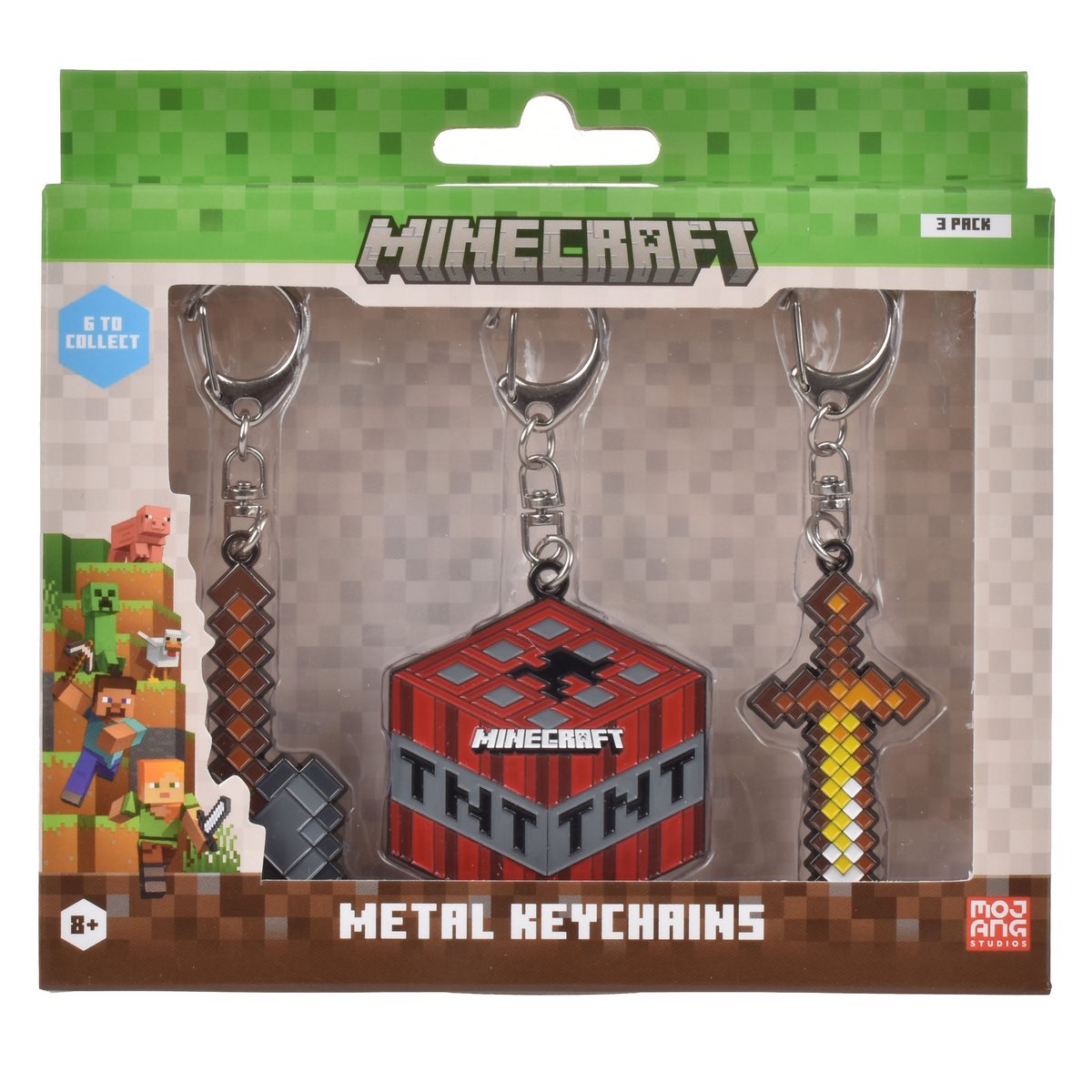 PACK DE 3 LLAVEROS METALICOS MINECRAFT COLECCION TNT - 3