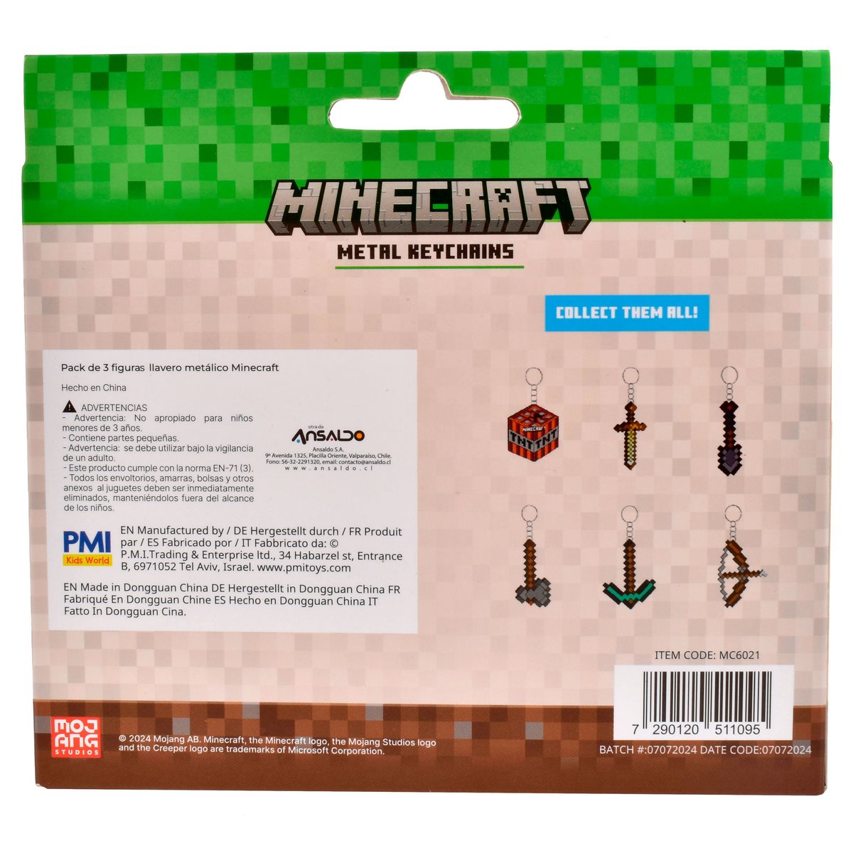 PACK DE 3 LLAVEROS METALICOS MINECRAFT COLECCION TNT - 4