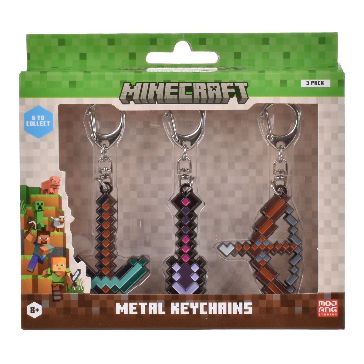 PACK DE 3 FIGURAS LLAVERO METALICO MINECRAFT COLECCION - 6