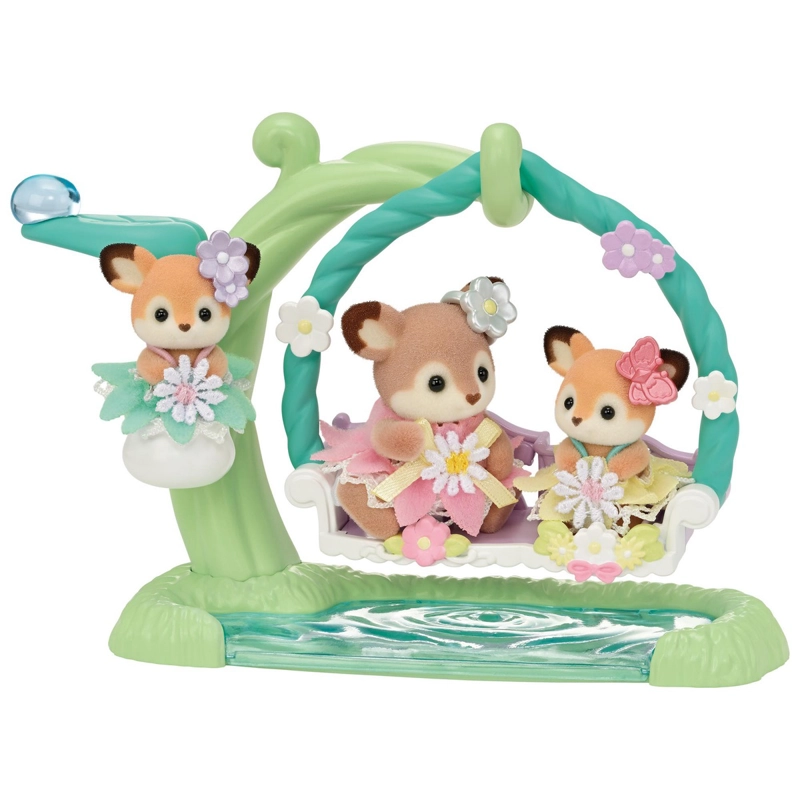 FIGURAS SYLVANIAN FAMILIES BEBE S CIERVO COLUMPIO FLORAL - 1