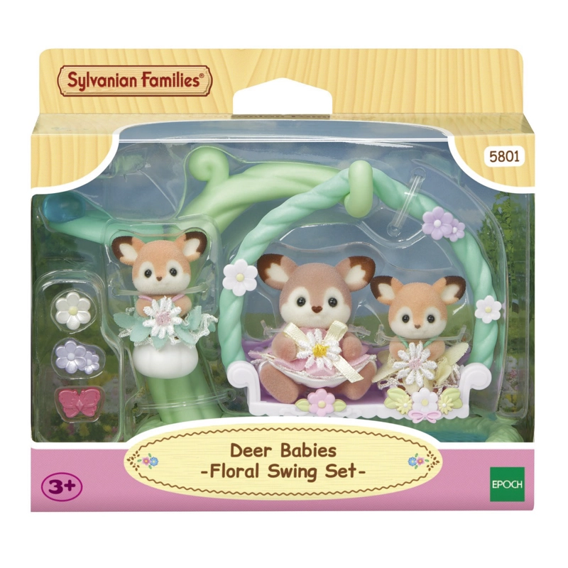 FIGURAS SYLVANIAN FAMILIES BEBE S CIERVO COLUMPIO FLORAL - 3