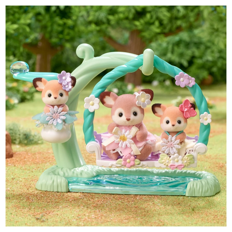 FIGURAS SYLVANIAN FAMILIES BEBE S CIERVO COLUMPIO FLORAL - 4