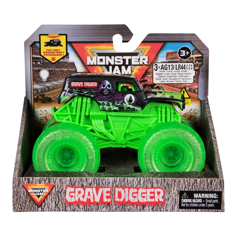 VEHICULO MONSTER JAM GRAVE DIGGER 1:43 CON LUZ