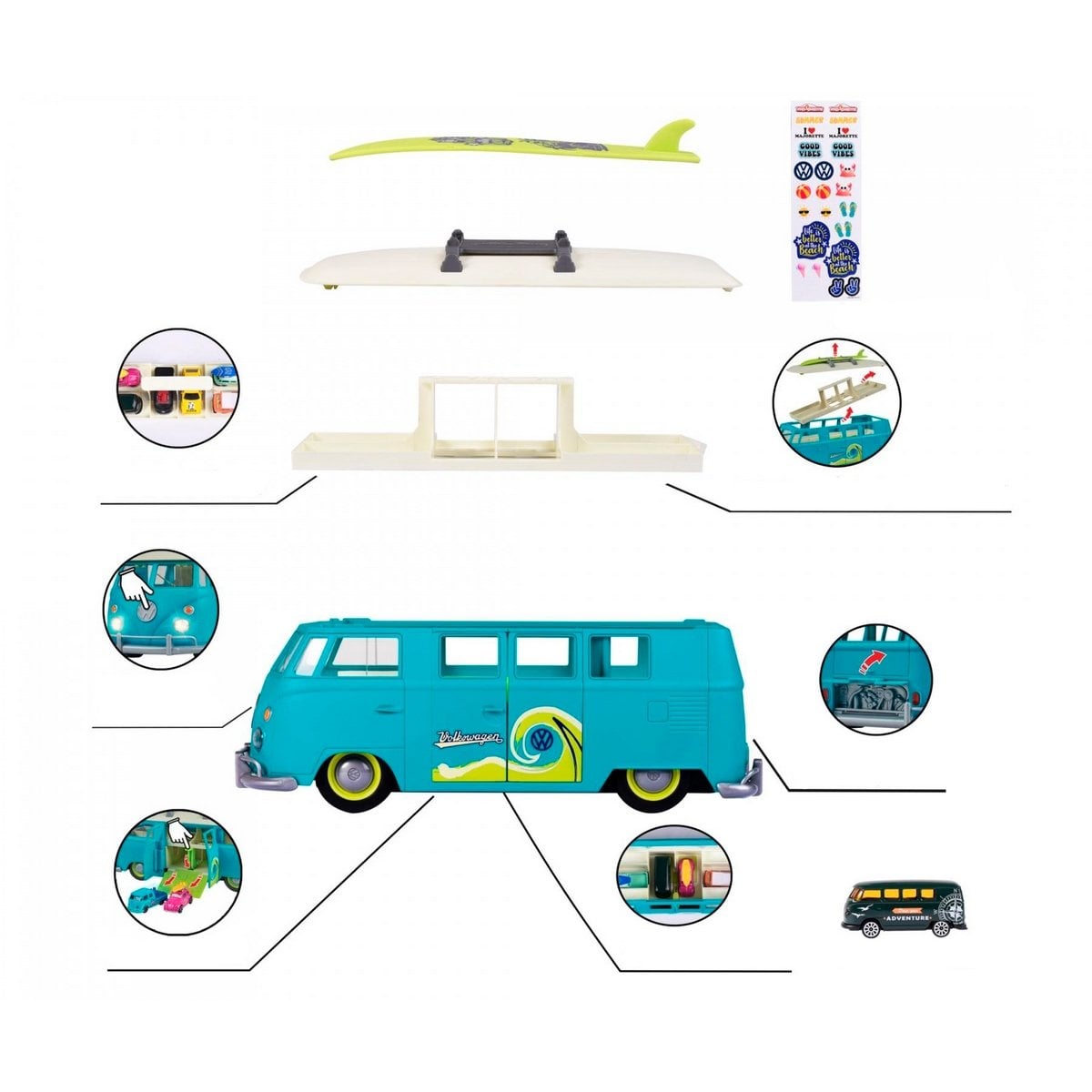 VEHICULO MAJORETTE VW T1 MALETA COLECCION AUTO - 5
