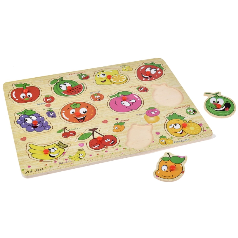 ROMPECABEZAS FRUTAS DE MADERA CON POMOS - 2