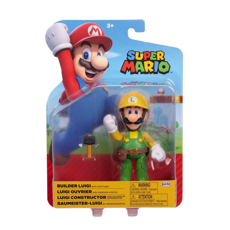 FIGURA 10 CM SUPER MARIO DE NINTENDO - LUIGI CONSTRUCTOR - 3