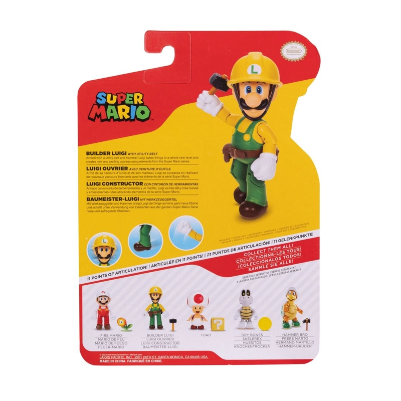 FIGURA 10 CM SUPER MARIO DE NINTENDO - LUIGI CONSTRUCTOR - 4
