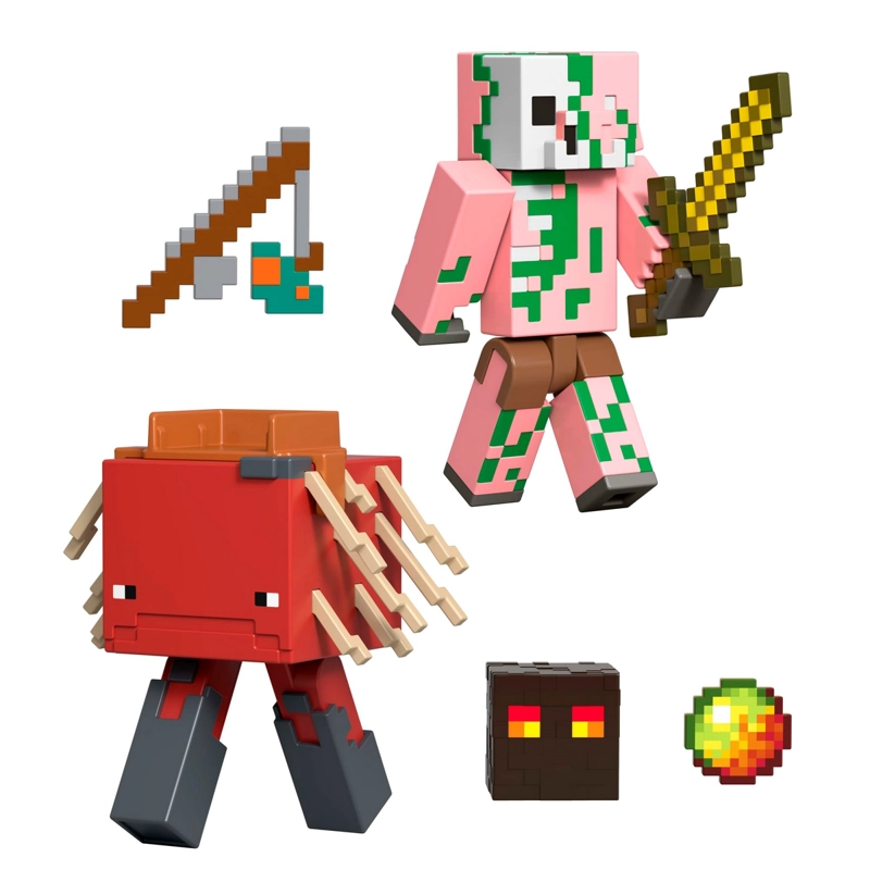 MINECRAFT FIGURA 8CM CRAFTING 2-PACK-PIGLIN ZOMBIE Y STRIDER - 2