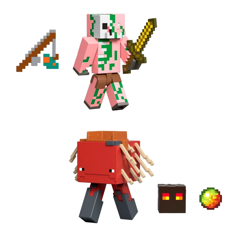MINECRAFT FIGURA 8CM CRAFTING 2-PACK-PIGLIN ZOMBIE Y STRIDER - 4