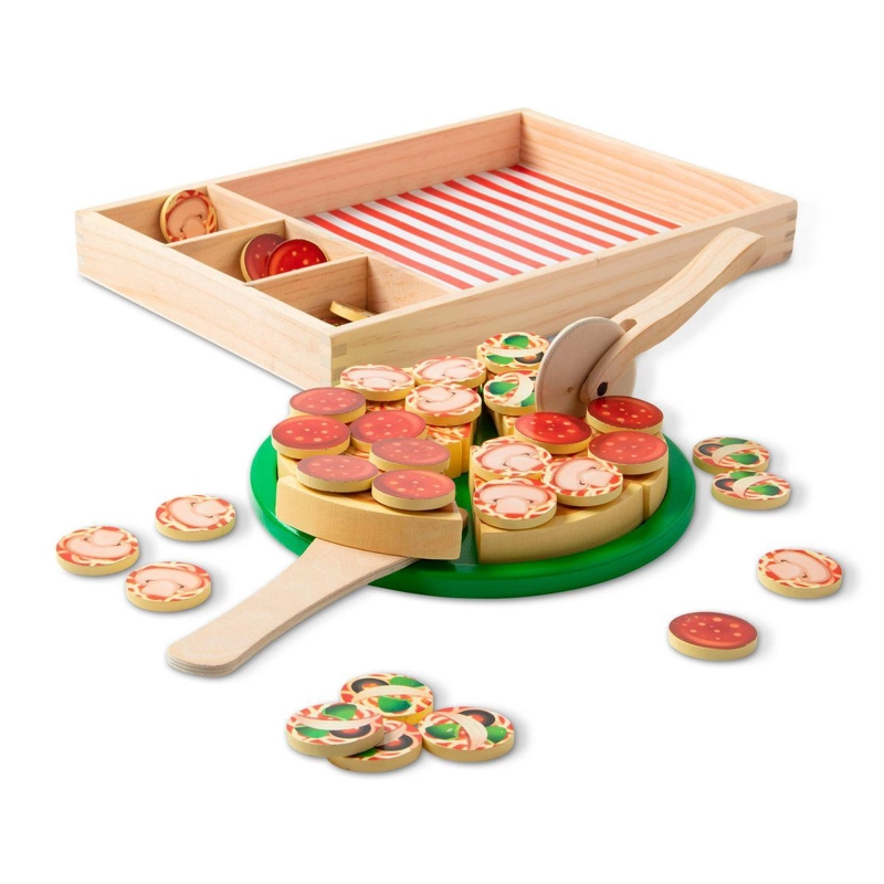 JUEGO DE PIZZA DE MADERA MELISSA AND DOUG CON INGREDIENTES - 1