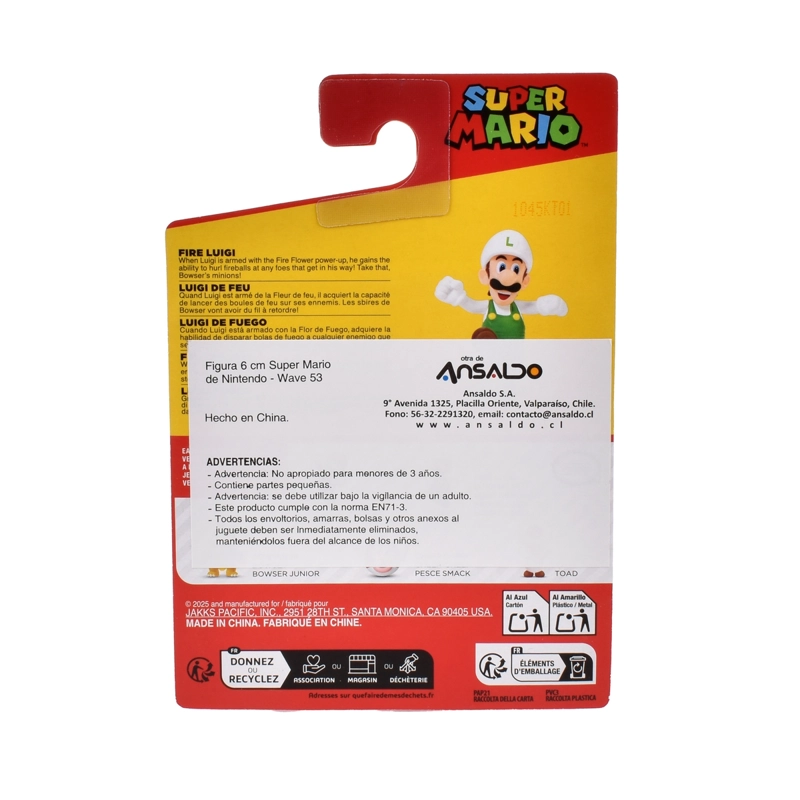 FIGURA 6 CM SUPER MARIO DE NINTENDO WAVE 53 - LUIGI DE FUEGO - 4