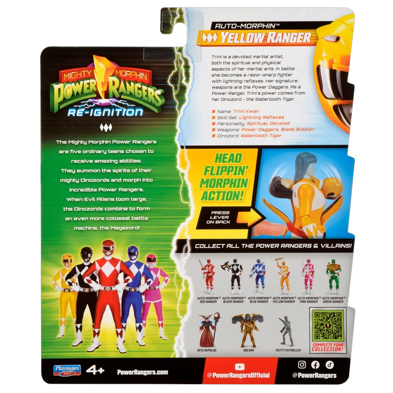 POWER RANGERS FIGURA GIRA CABEZA - YELLOW RANGER - 9