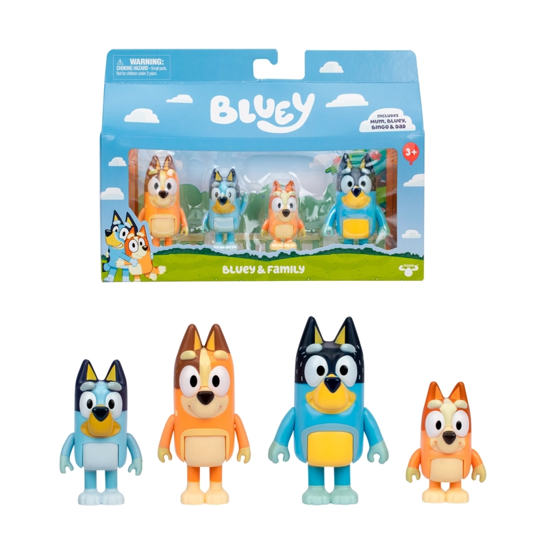BLUEY PACK 4 FIGURAS - BLUEY Y FAMILY - 1