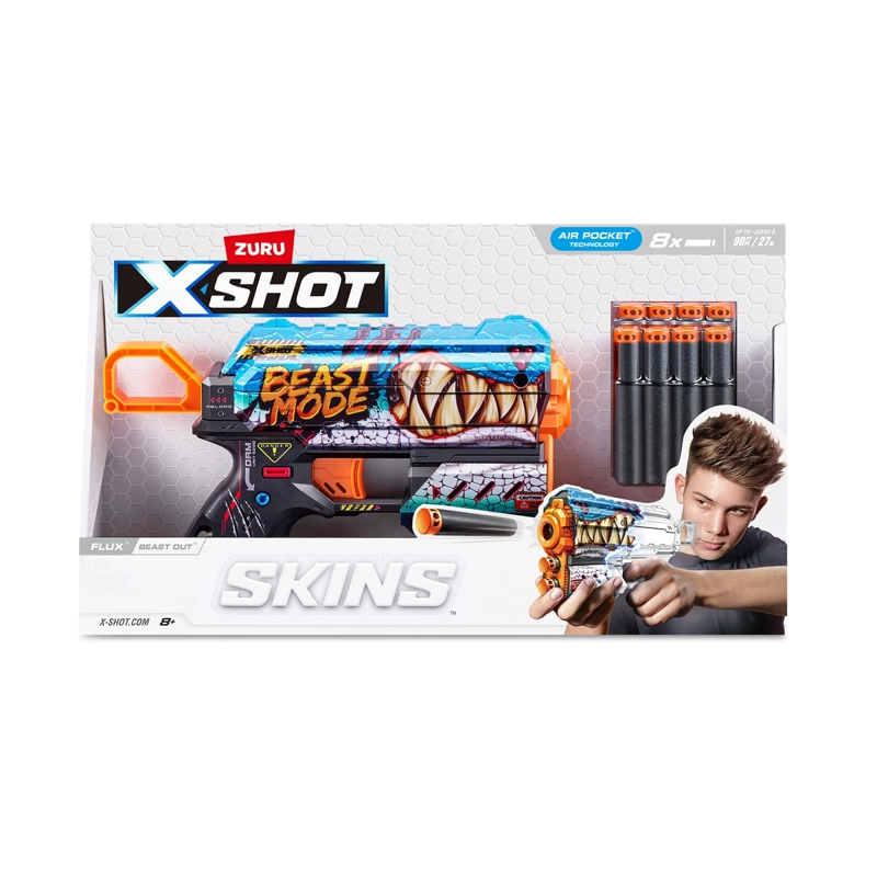 LANZA DARDOS FLUX SKINS CON 8 DARDOS X-SHOT - BEAST OUT - 4