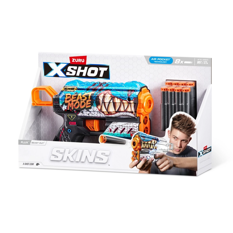 LANZA DARDOS FLUX SKINS CON 8 DARDOS X-SHOT - BEAST OUT - 5