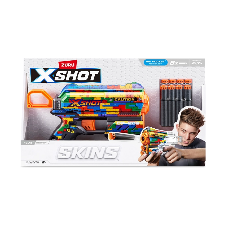 LANZA DARDOS FLUX SKINS CON 8 DARDOS X-SHOT - STRIPER - 4