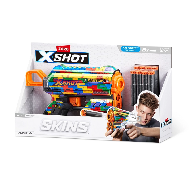 LANZA DARDOS FLUX SKINS CON 8 DARDOS X-SHOT - STRIPER - 6