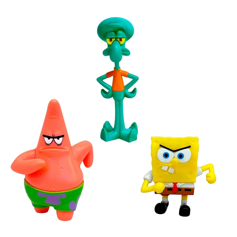 PACK 3 FIGURAS 5 CM EN BLISTER BOB ESPONJA - CALAMARDO - 1