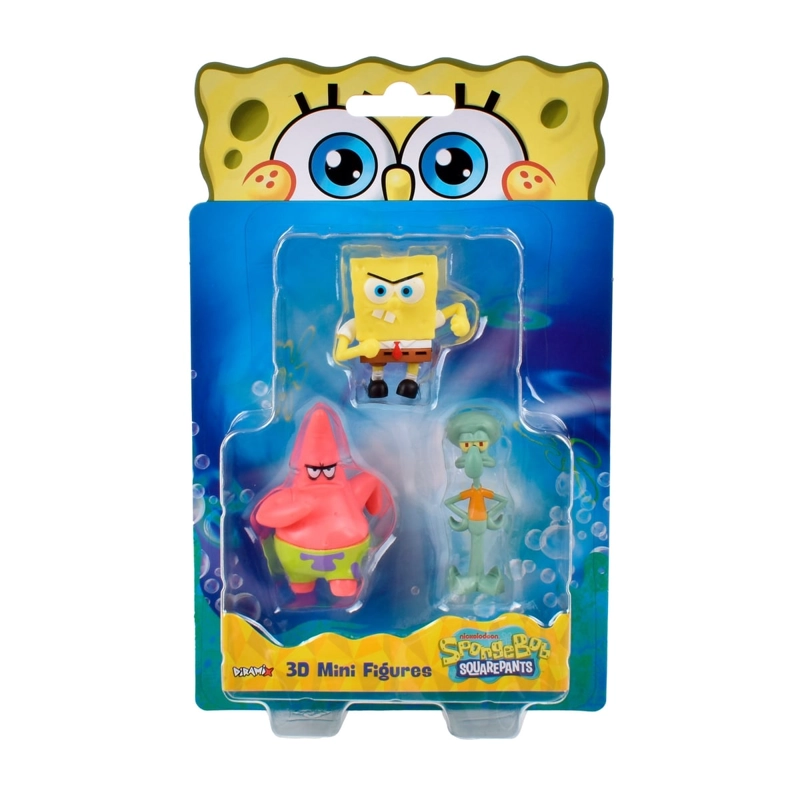 PACK 3 FIGURAS 5 CM EN BLISTER BOB ESPONJA - CALAMARDO - 3