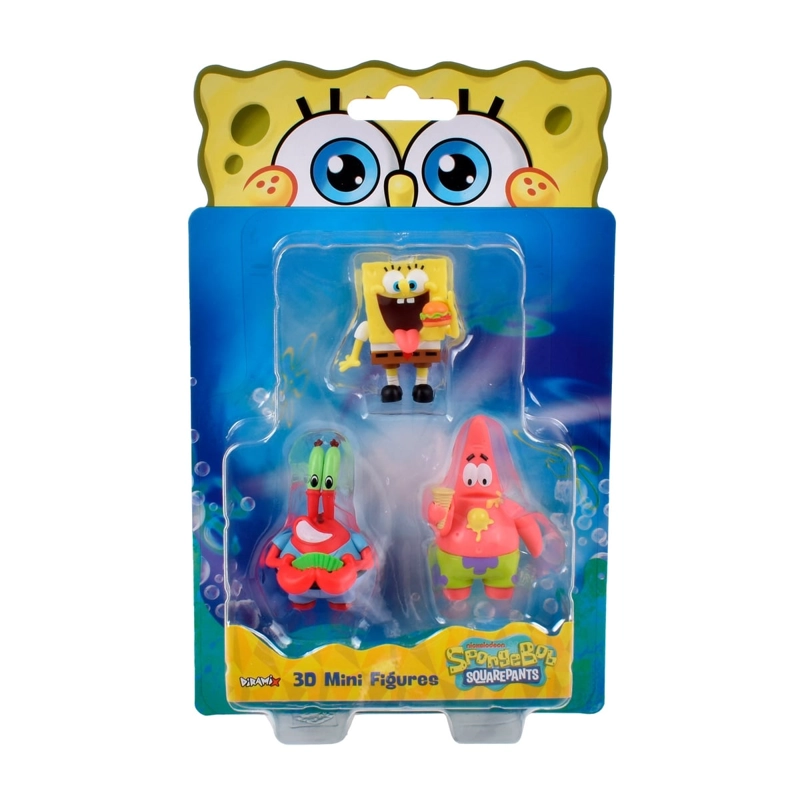 PACK 3 FIGURAS 5 CM EN BLISTER BOB ESPONJA - DON CANGREJO - 3